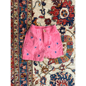Ralph Lauren Baby Boys Pink Linen Blend Sailboat Embroidered Shorts Size 9M